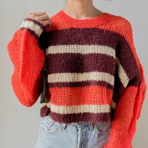 Kimchi Blue Kingston Oversized Cropped Pullover Fuzzy Knit Sweater Size XS